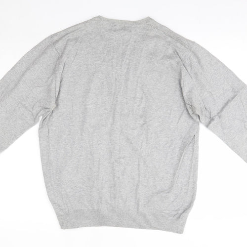 NEXT Mens Grey V-Neck  Cotton Pullover Jumper Size M