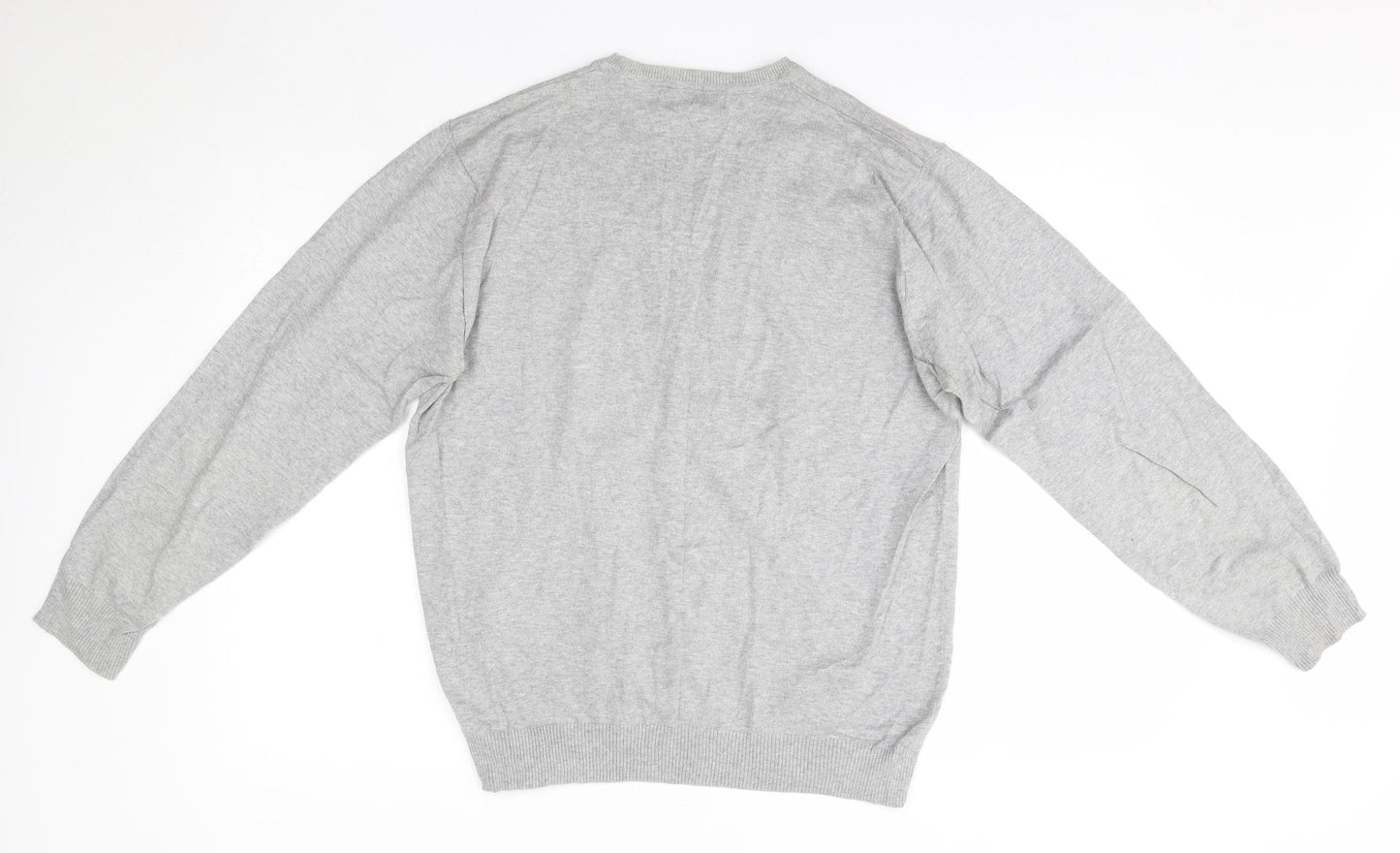 NEXT Mens Grey V-Neck  Cotton Pullover Jumper Size M