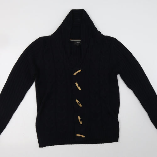 Celio Womens Blue Collared  Acrylic Cardigan Jumper Size L