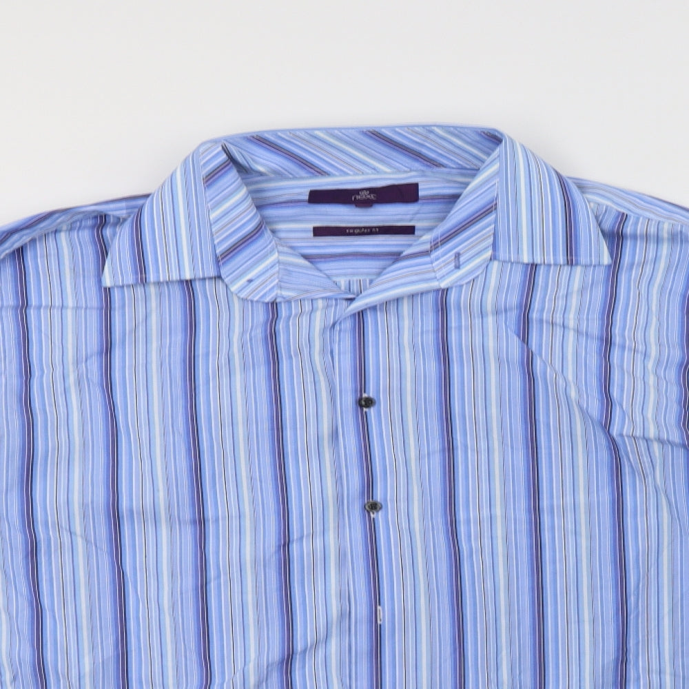 NEXT Mens Blue Striped Cotton  Dress Shirt Size 17 Collared Button