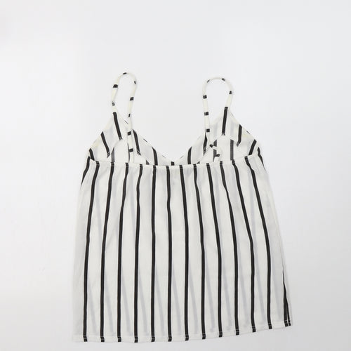 Figa Womens White Striped Polyester Camisole Tank Size S V-Neck