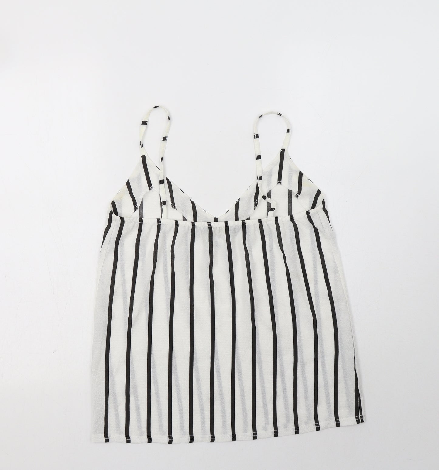 Figa Womens White Striped Polyester Camisole Tank Size S V-Neck