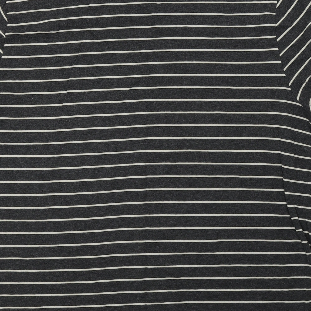 M&S Mens Grey Striped Cotton  Pyjama Top Size 2XL
