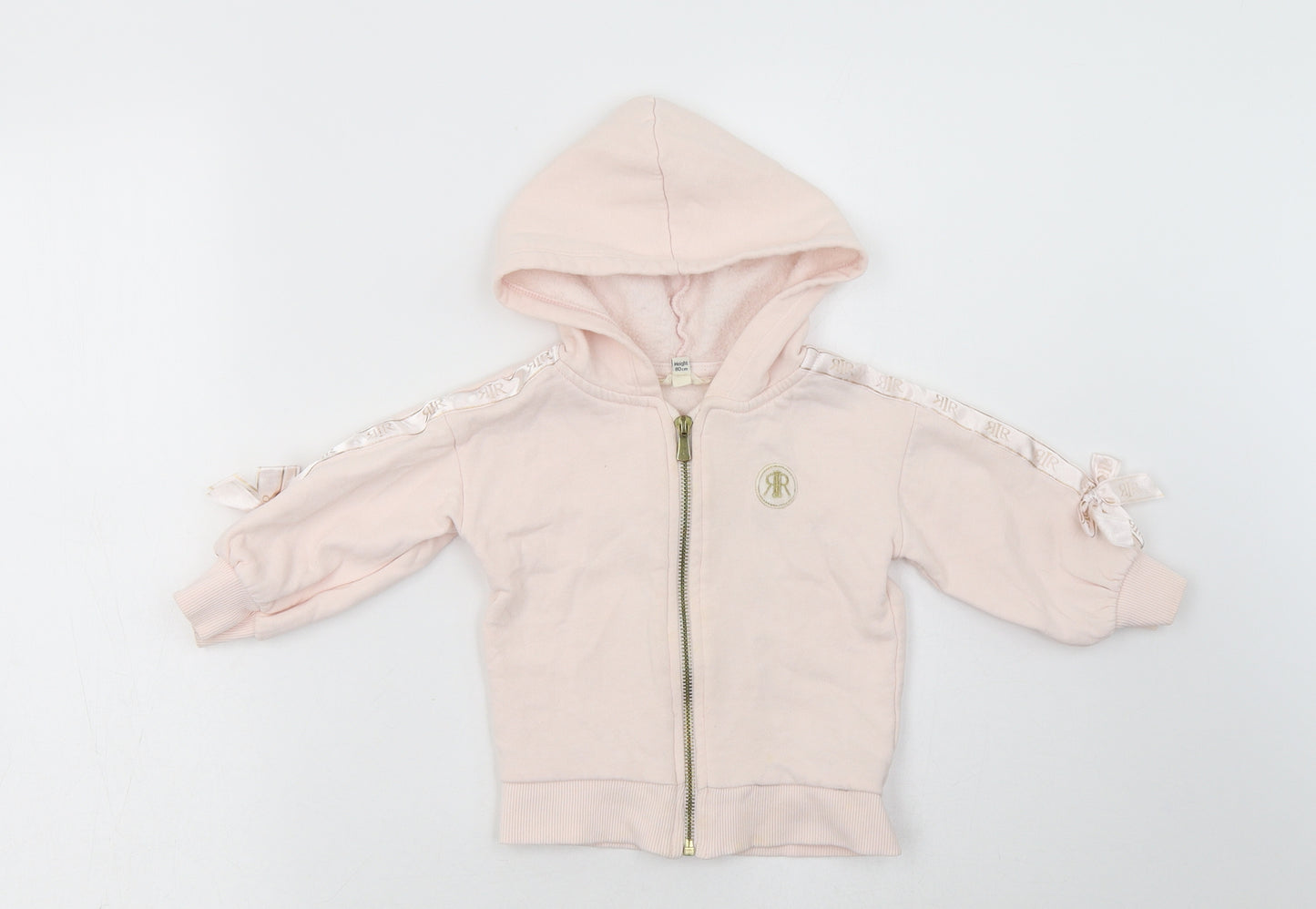 River Island Baby Pink  Cotton Full Zip Jumper Size 9-12 Months  Zip