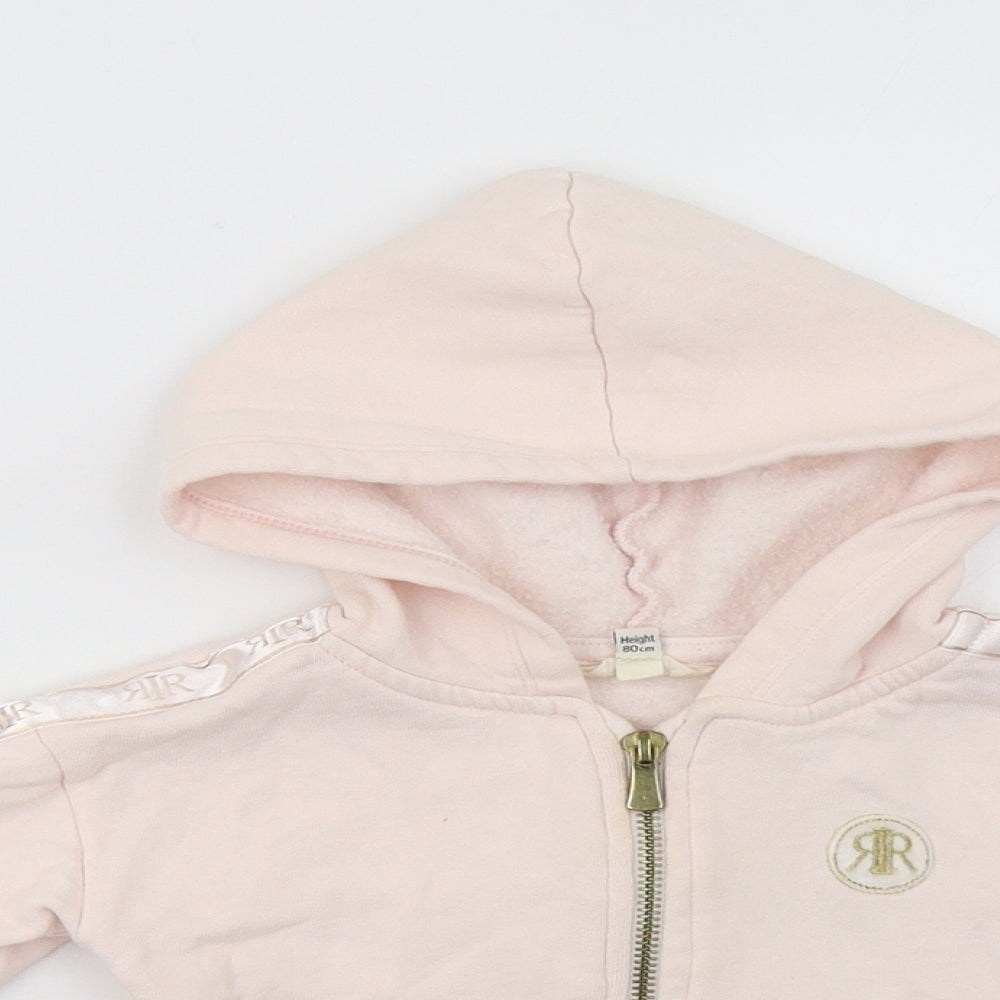 River Island Baby Pink  Cotton Full Zip Jumper Size 9-12 Months  Zip