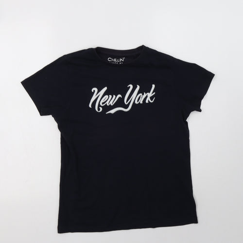 NEXT Boys Blue  Cotton Basic T-Shirt Size 13 Years Crew Neck  - New York