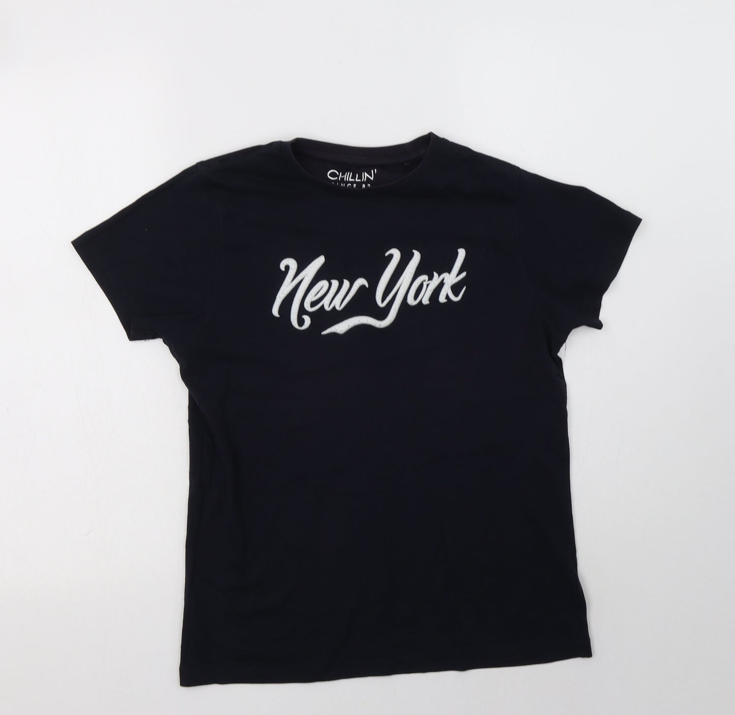 NEXT Boys Blue  Cotton Basic T-Shirt Size 13 Years Crew Neck  - New York