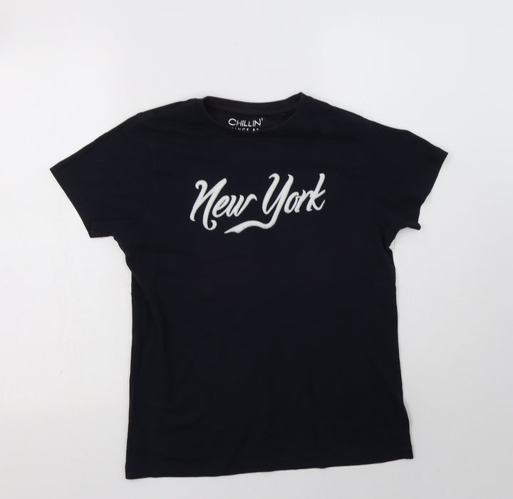 NEXT Boys Blue  Cotton Basic T-Shirt Size 13 Years Crew Neck  - New York