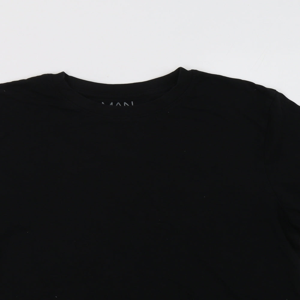 Boohoo Man Mens Black  Cotton  T-Shirt Size L Crew Neck