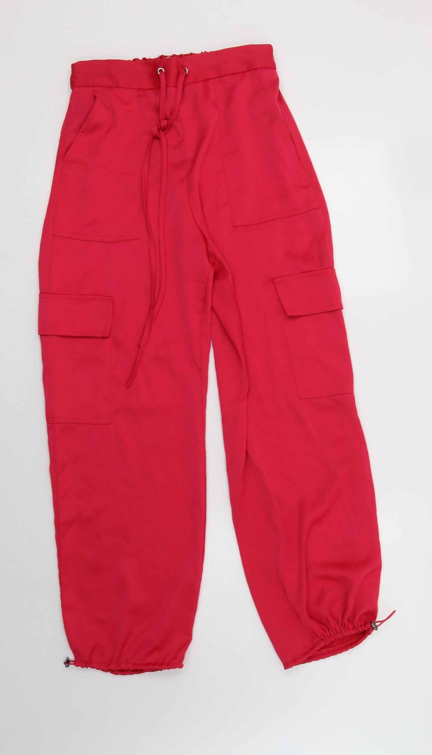 ASOS Womens Pink  Polyester Cargo Trousers Size 8 L30 in Regular Drawstring