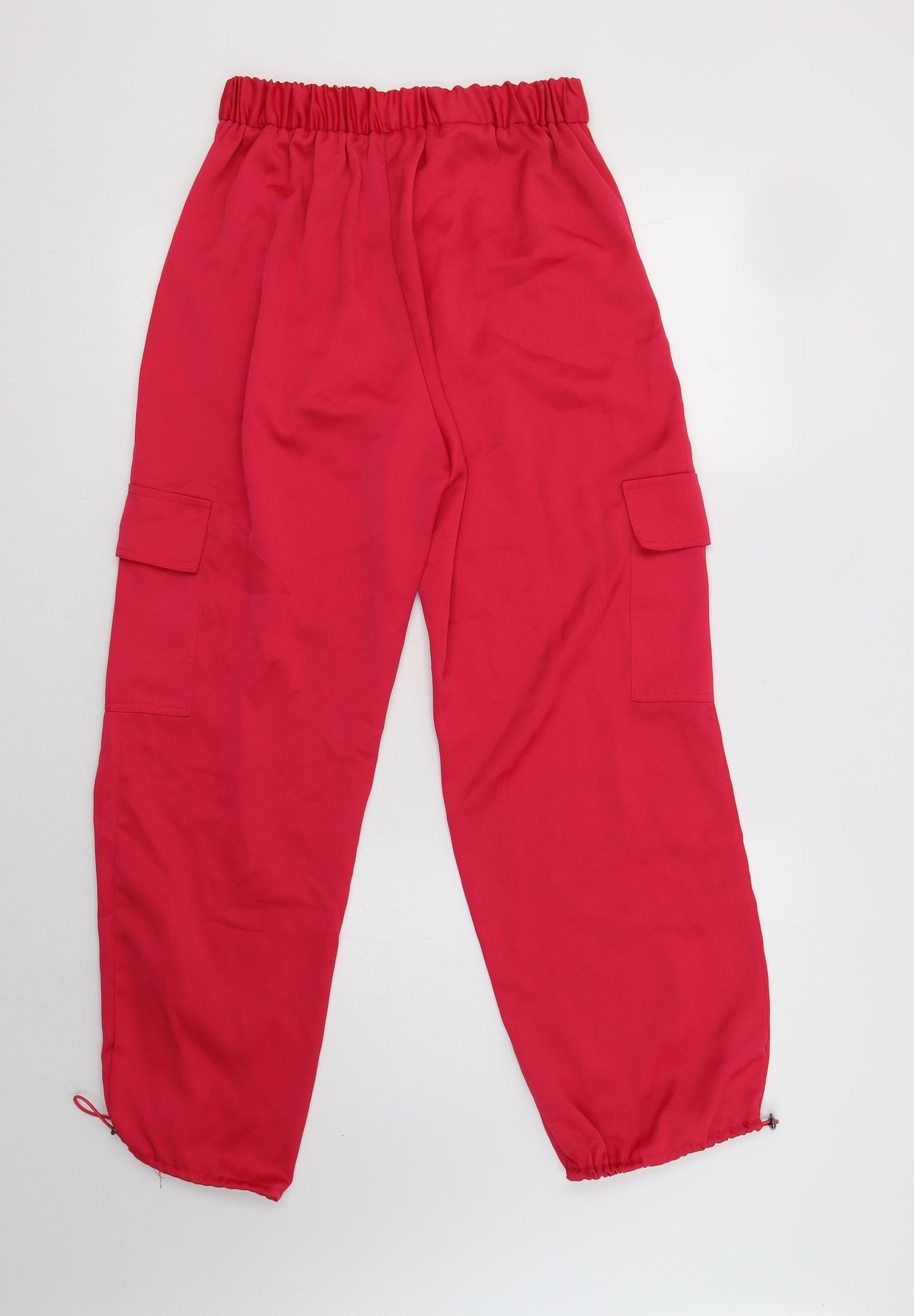 ASOS Womens Pink  Polyester Cargo Trousers Size 8 L30 in Regular Drawstring