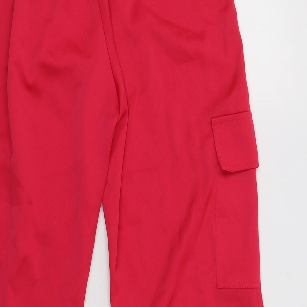 ASOS Womens Pink  Polyester Cargo Trousers Size 8 L30 in Regular Drawstring