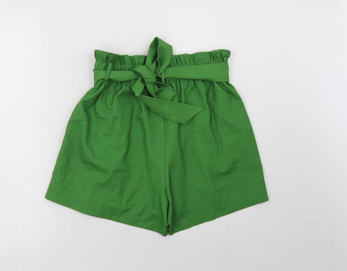 Forever Unique Womens Green  Polyester Paperbag Shorts Size 10 L3 in Regular