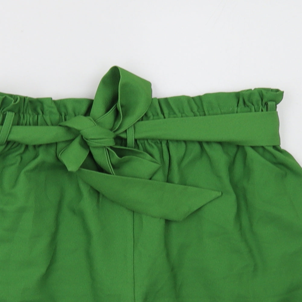 Forever Unique Womens Green  Polyester Paperbag Shorts Size 10 L3 in Regular