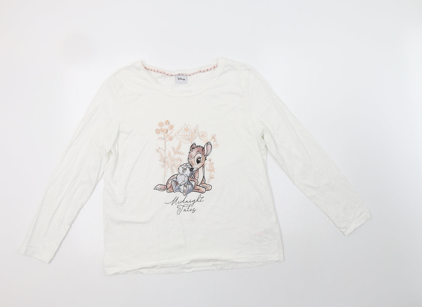 F&F Womens White  Cotton Top Pyjama Top Size 14   - Bambi