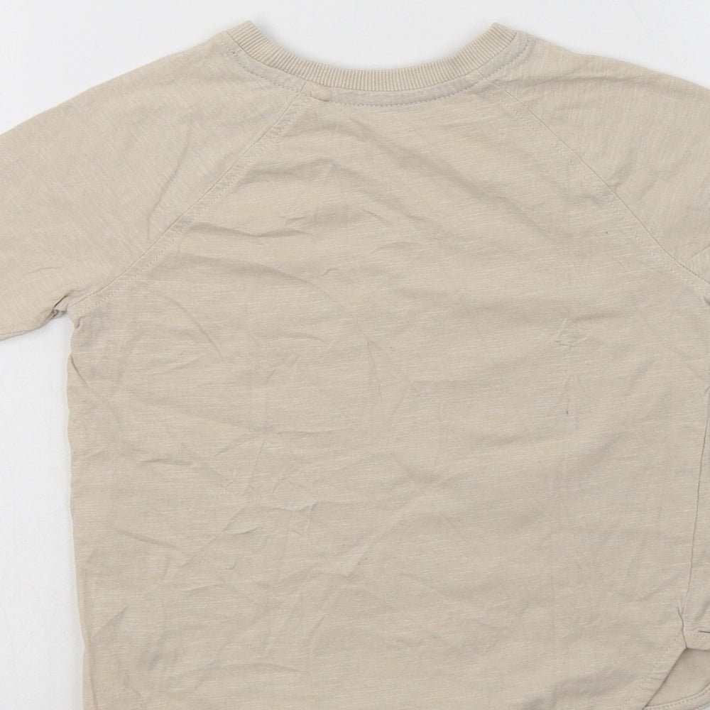 George Boys Beige  Cotton Basic T-Shirt Size 3-4 Years Crew Neck  - Dino
