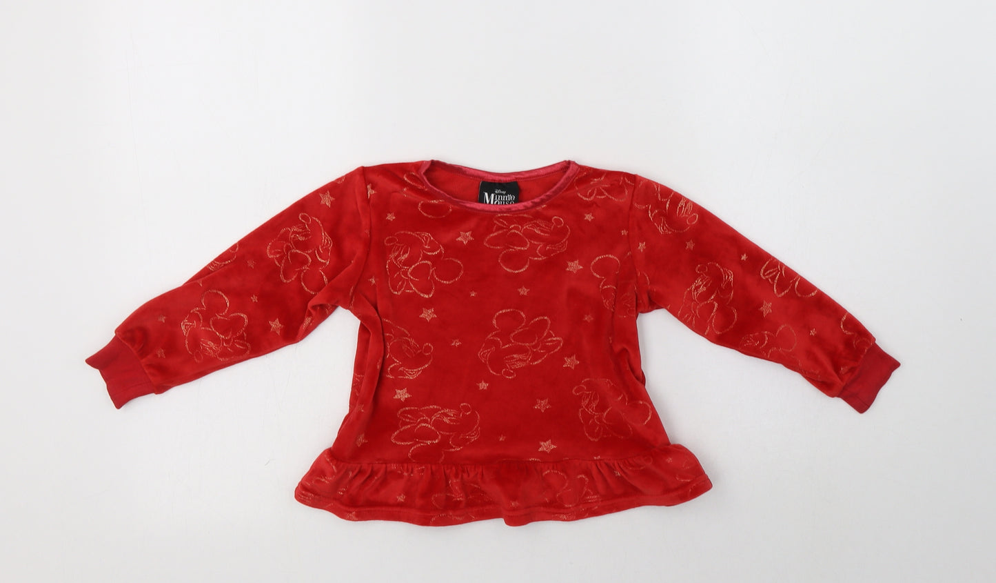 Matalan Baby Red Geometric Polyester Pullover Jumper Size 18-24 Months   - Minnie Mouse