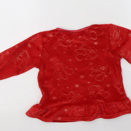 Matalan Baby Red Geometric Polyester Pullover Jumper Size 18-24 Months   - Minnie Mouse