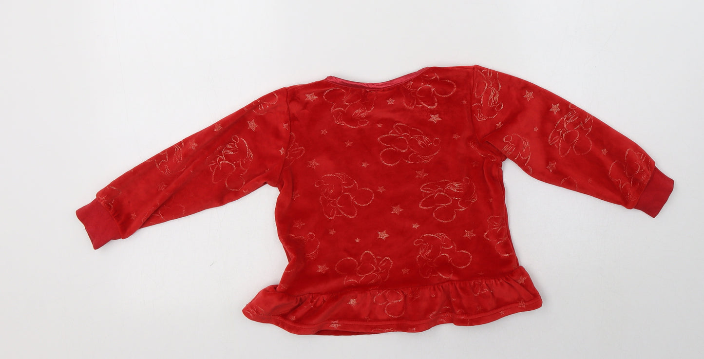 Matalan Baby Red Geometric Polyester Pullover Jumper Size 18-24 Months   - Minnie Mouse
