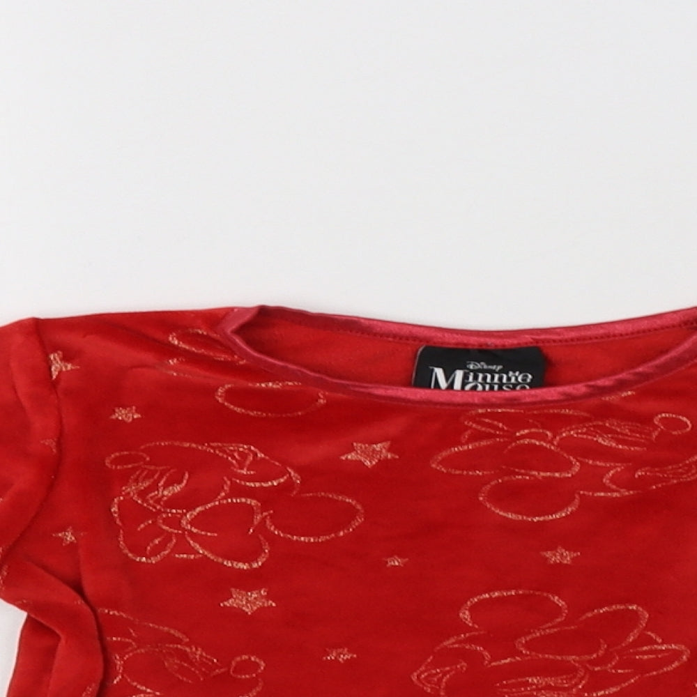 Matalan Baby Red Geometric Polyester Pullover Jumper Size 18-24 Months   - Minnie Mouse