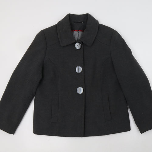 BM Womens Grey   Pea Coat Coat Size 14  Button