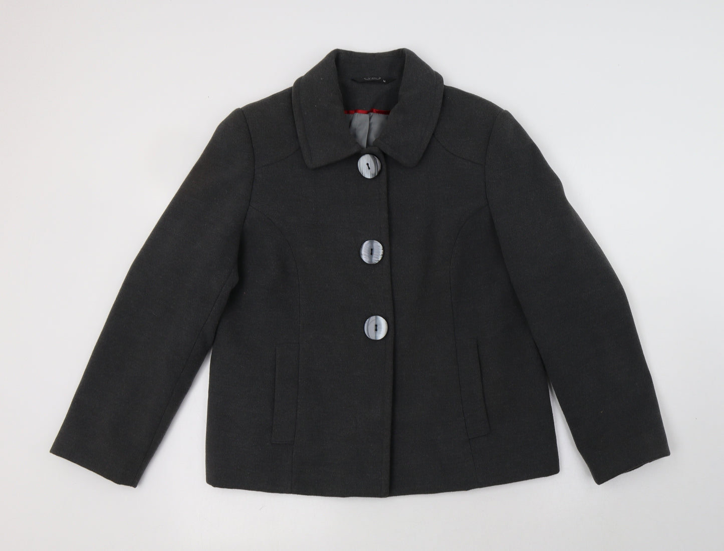BM Womens Grey   Pea Coat Coat Size 14  Button