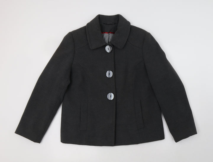 BM Womens Grey   Pea Coat Coat Size 14  Button