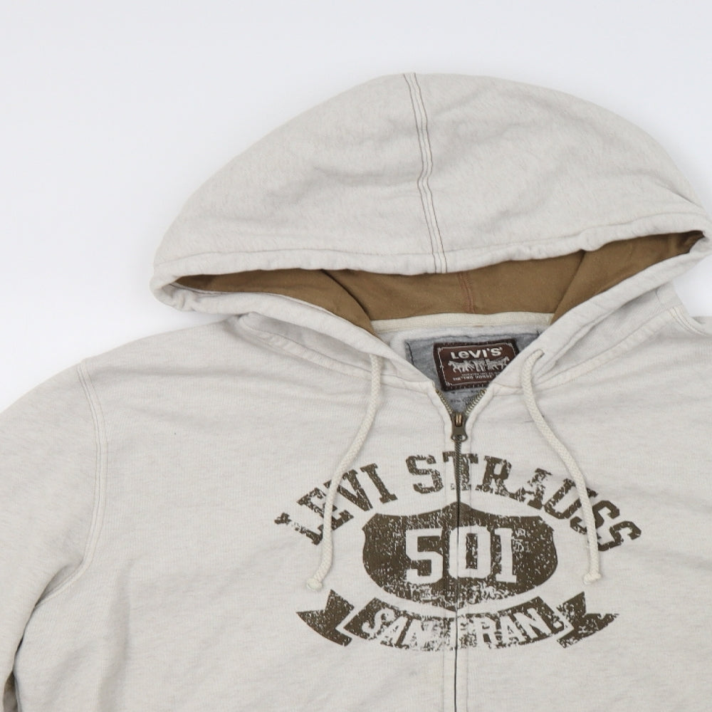 Levi's Mens Beige  Cotton Full Zip Hoodie Size XL