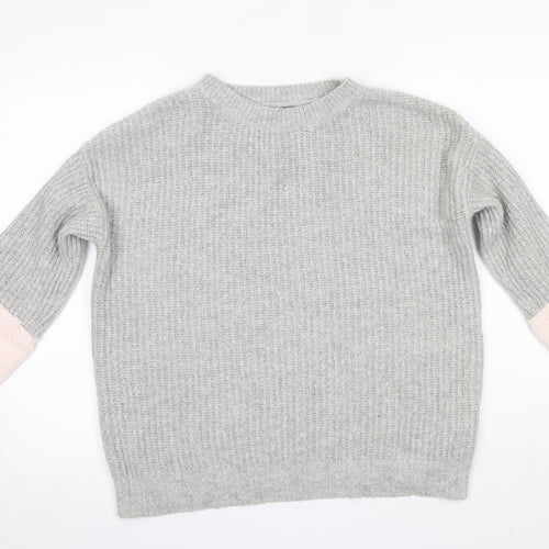 Primark Womens Grey Round Neck  Acrylic Pullover Jumper Size M