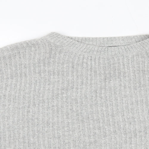 Primark Womens Grey Round Neck  Acrylic Pullover Jumper Size M