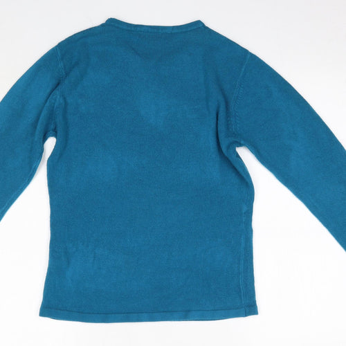 BM Womens Blue Round Neck  Acrylic Pullover Jumper Size S