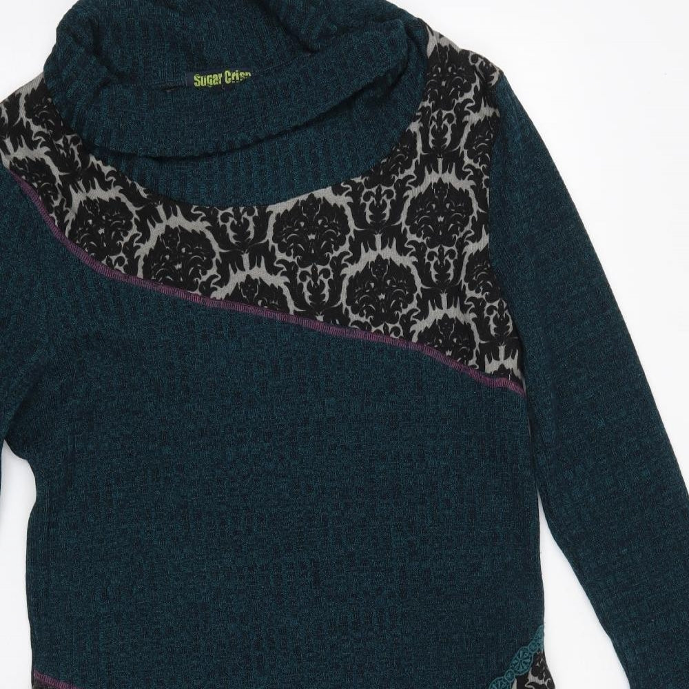 Sugar Crisp Womens Multicoloured  Polyester Jumper Dress  Size L  Roll Neck