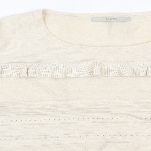 George Womens Beige Round Neck  Cotton Pullover Jumper Size 12