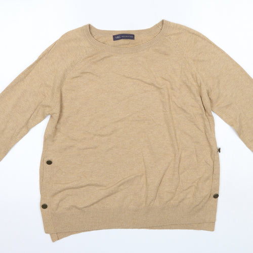 M&S Womens Brown Round Neck  Cotton Pullover Jumper Size M