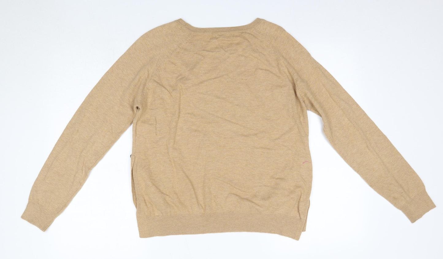 M&S Womens Brown Round Neck  Cotton Pullover Jumper Size M
