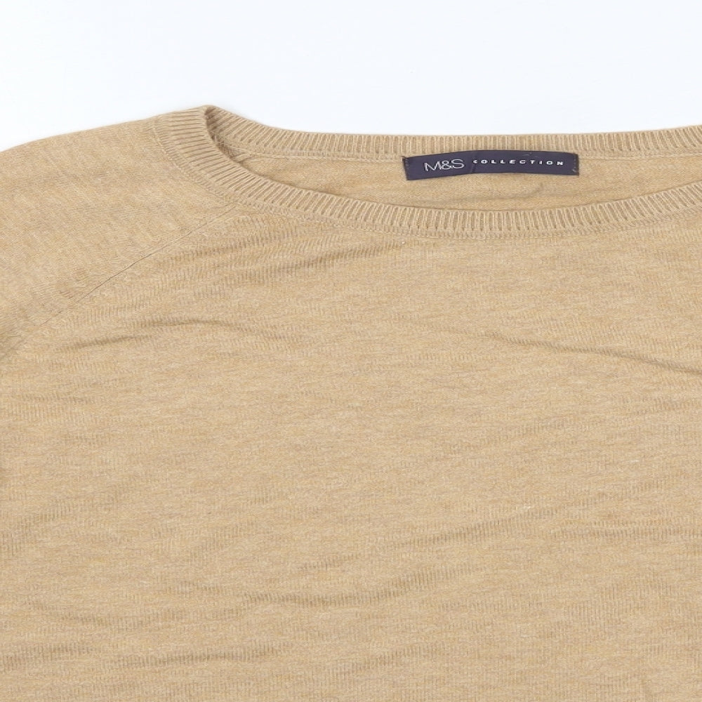 M&S Womens Brown Round Neck  Cotton Pullover Jumper Size M
