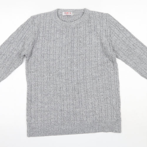 Choice Womens Grey Round Neck  Acrylic Pullover Jumper Size S