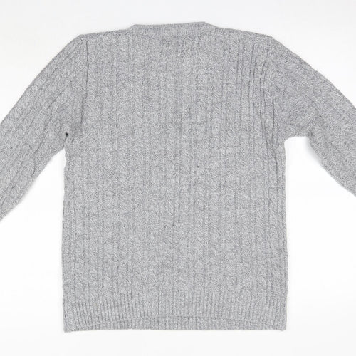 Choice Womens Grey Round Neck  Acrylic Pullover Jumper Size S