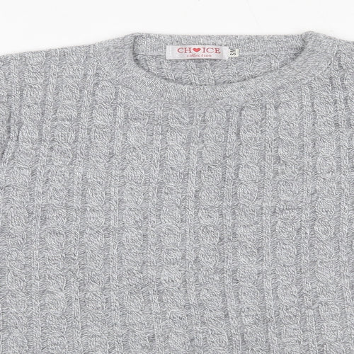 Choice Womens Grey Round Neck  Acrylic Pullover Jumper Size S