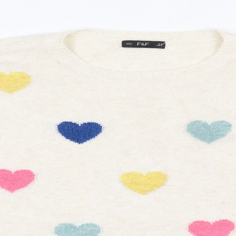 F&F Womens Multicoloured Round Neck  Polyester Pullover Jumper Size 14