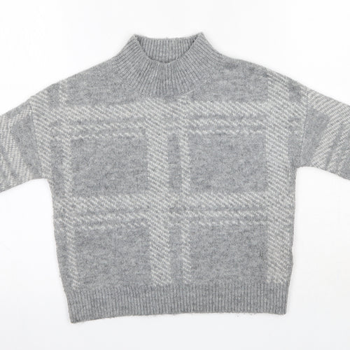 Primark Girls Grey High Neck  Acrylic Pullover Jumper Size 7-8 Years