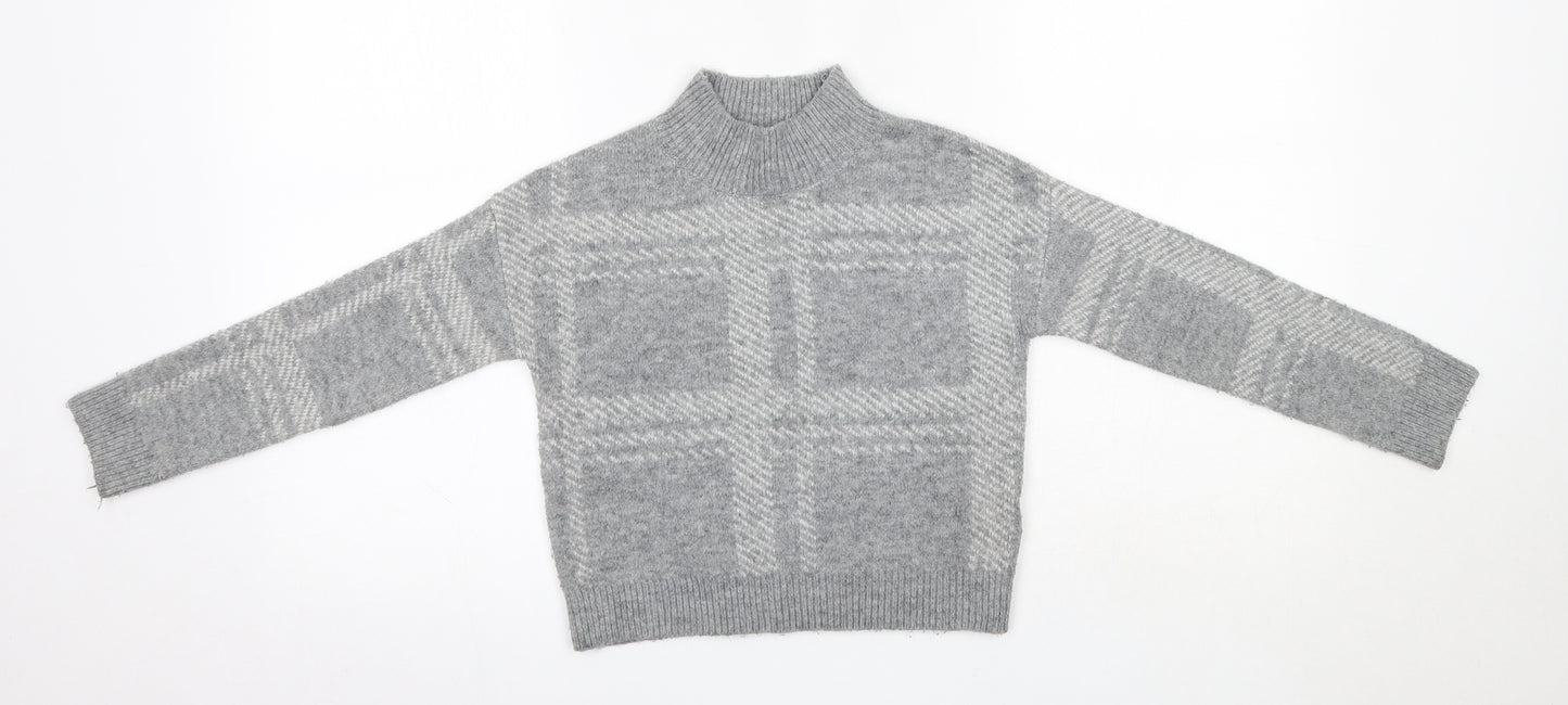 Primark Girls Grey High Neck  Acrylic Pullover Jumper Size 7-8 Years