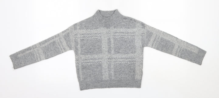 Primark Girls Grey High Neck  Acrylic Pullover Jumper Size 7-8 Years