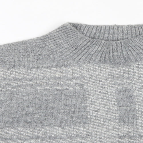 Primark Girls Grey High Neck  Acrylic Pullover Jumper Size 7-8 Years