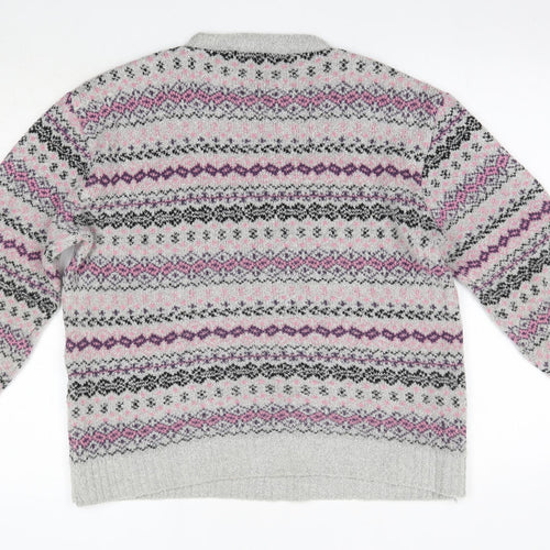 Pue & Natural Womens Multicoloured Round Neck Fair Isle Acrylic Pullover Jumper Size L