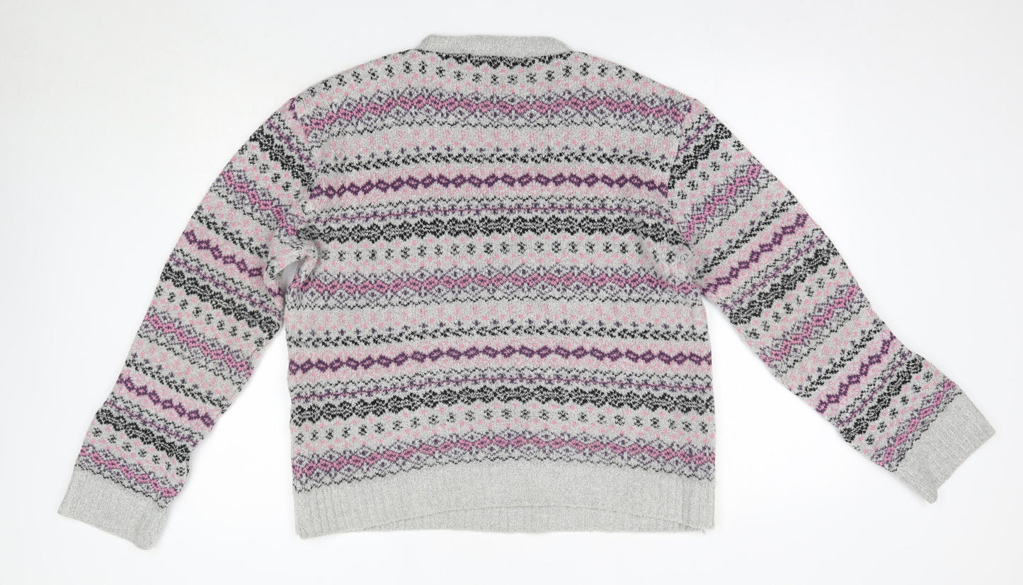 Pue & Natural Womens Multicoloured Round Neck Fair Isle Acrylic Pullover Jumper Size L