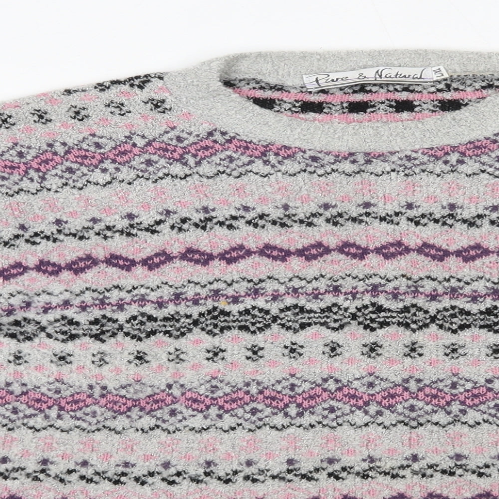 Pue & Natural Womens Multicoloured Round Neck Fair Isle Acrylic Pullover Jumper Size L