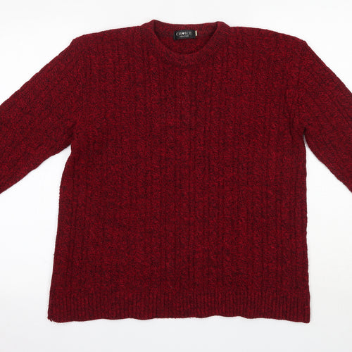 Choice Collection Womens Red Round Neck  Acrylic Pullover Jumper Size S
