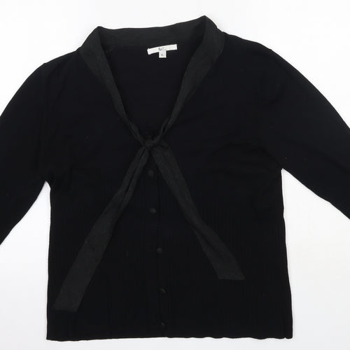 Klass Womens Black V-Neck  Viscose Cardigan Jumper Size XL