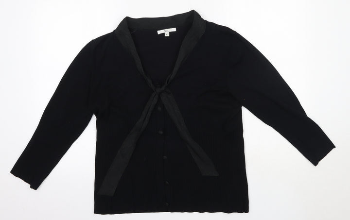 Klass Womens Black V-Neck Viscose Cardigan Jumper Size XL